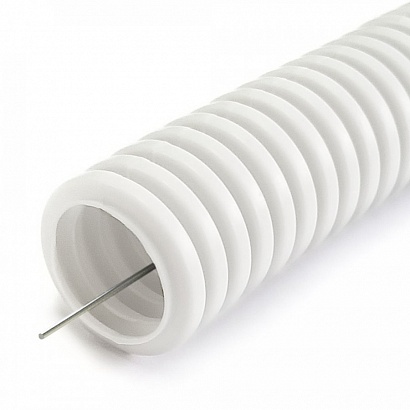Труба гофрированная ПЛЛ легкая безгалогенная (HF) негорючая (НГ) белая с/з d20 мм (50м/уп) Промрукав