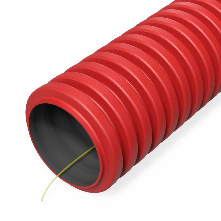 Труба гофрированная двустенная ПНД гибкая тип 750 (SN57) с/з красная d32 мм  (50м/уп) Промрукав