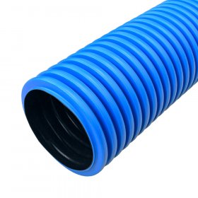 Труба гофрированная двустенная ПНД жесткая тип 1250 (SN23) синяя d125 мм 6м (36м/уп) Промрукав