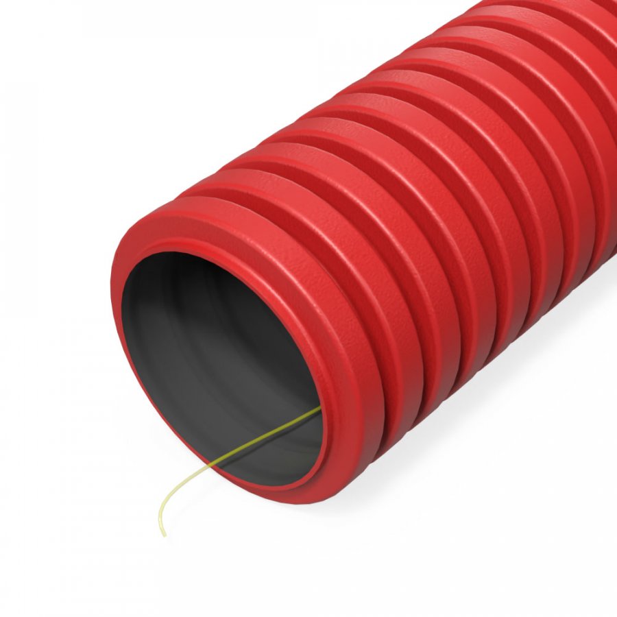 Труба гофрированная двустенная ПНД гибкая тип 750 (SN49) с/з красная d40 мм  (150м/уп) Промрукав