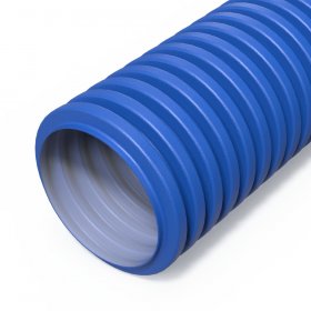 Труба гофрированная двустенная ПНД гибкая вентиляционная голубая (RAL 5012) d90 мм (50м/уп) Промрукав