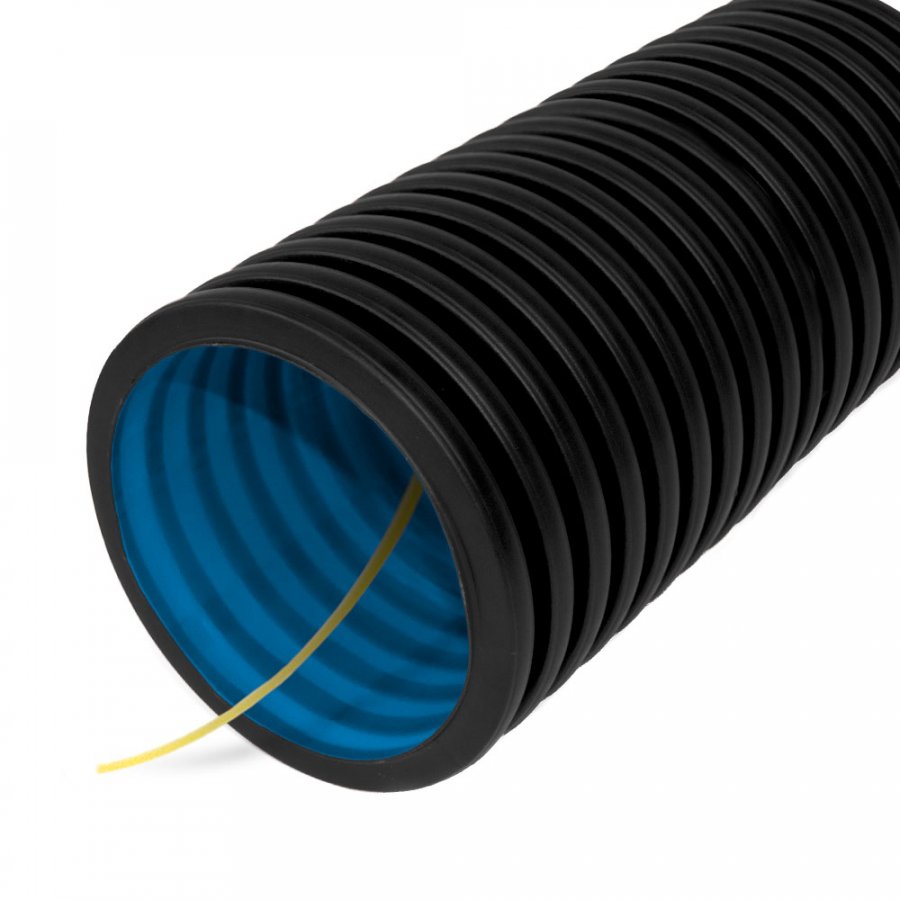 Труба гофрированная двустенная ПНД гибкая тип 450 (SN34) стойкая к  ультрафиолету не распространяющая горение с/з черная d32 мм (20м/уп)  Промрукав