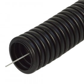 Труба гофрированная ПП легкая 350 н безгалогенная (HF) стойкая к ультрафиолету черная  с/з dвн 10,7 мм, dнар 16 мм (25м/уп) Промрукав